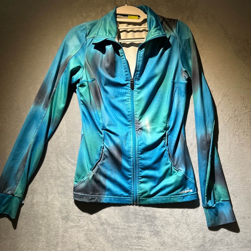 Diadora Women's Aqua, Green and Black Sport Jacket.